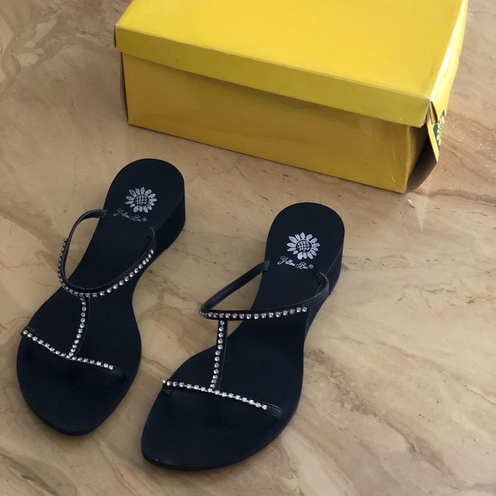 Yellow Box Wedge Flip Flops - Sz 7